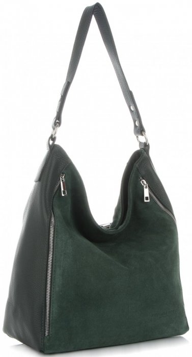 Bőr táska shopper bag Vittoria Gotti palackzöld V3368