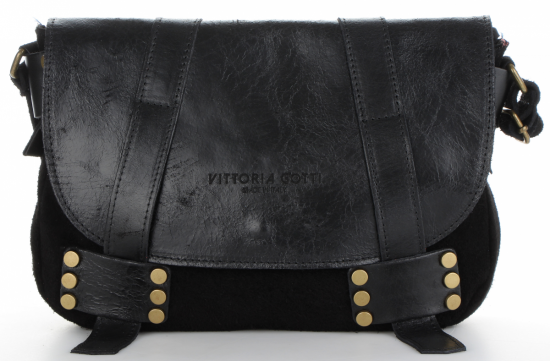 Bőr táska levéltáska Vittoria Gotti fekete V688636