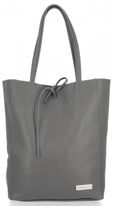 Bőr táska shopper bag Vittoria Gotti szürke V21E