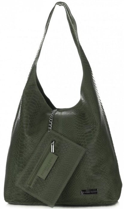 Bőr táska shopper bag Vittoria Gotti palackzöld V8804