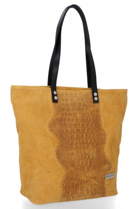 Bőr táska shopper bag Vittoria Gotti mustár V2380