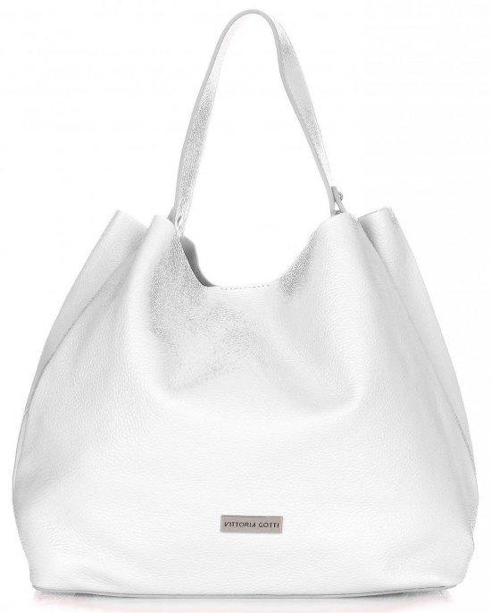 Bőr táska shopper bag Vittoria Gotti fehér V230