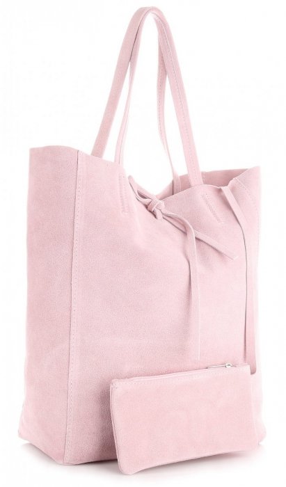 Bőr táska shopper bag Vera Pelle púderrózsaszín 601