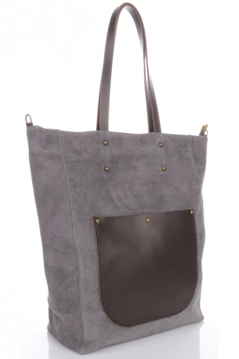 Bőr táska univerzális Genuine Leather szürke 808036