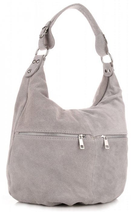 Bőr táska univerzális Genuine Leather világosszürke 8309