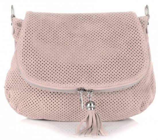 Bőr táska levéltáska Genuine Leather púderrózsaszín A20E