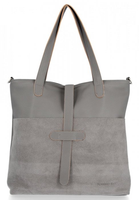 Bőr táska shopper bag Roberto Ricci szürke 18139