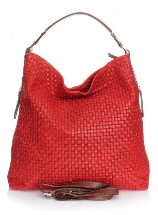 Bőr táska univerzális Genuine Leather piros 15