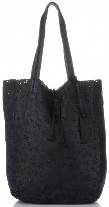 Bőr táska shopper bag Vittoria Gotti fekete VL299