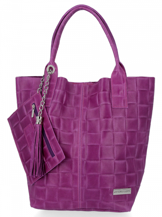 Bőr táska shopper bag Vittoria Gotti ibolya B22