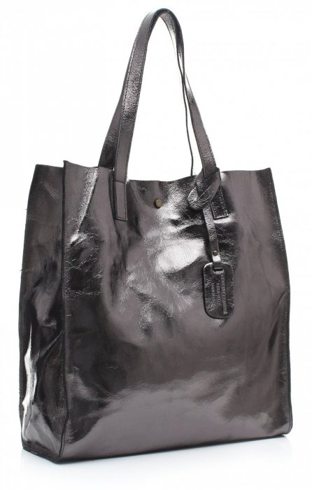 Bőr táska shopper bag Vera Pelle acél 205454