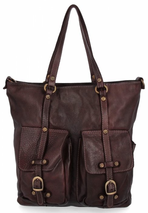 Vittoria Gotti Premium Torebka Skórzana w stylu Vintage Czekoladowa