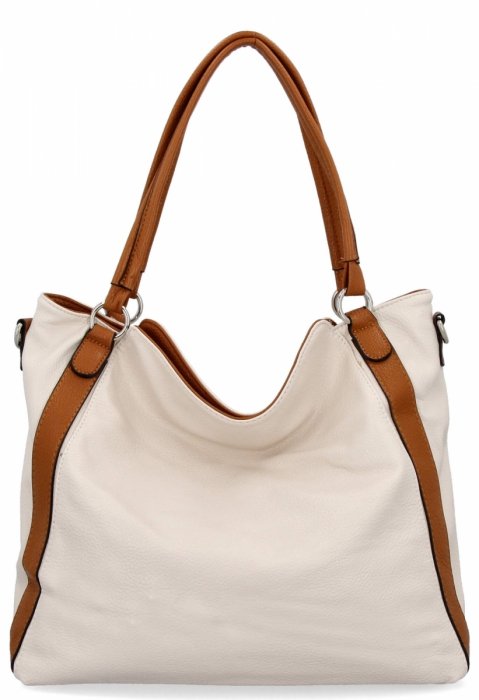 Torebka Damska Shopper Bag XL firmy Hernan HB0337 Beżowa/Ruda