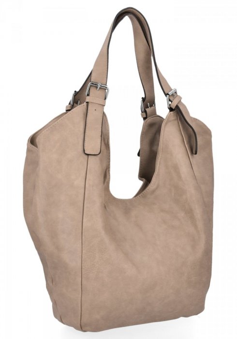 Uniwersalna Torebka Damska XL Hernan Shopper Bag Ciemno Beżowa