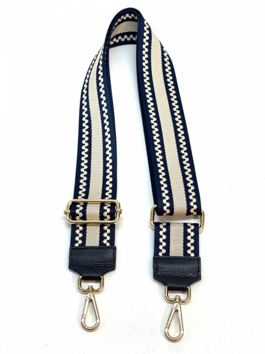 Modny Pasek Do Torebki Stripes Mix P0010 Granatowy/Beżowy