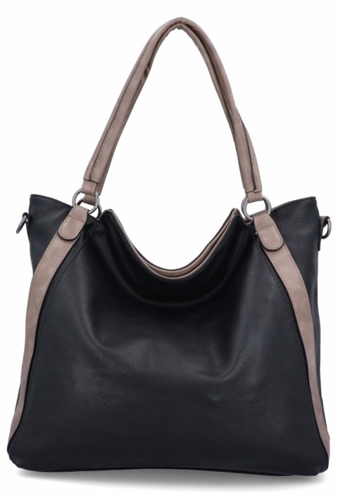 Torebka Damska Shopper Bag XL firmy Hernan HB0337 Czarna/Ziemista