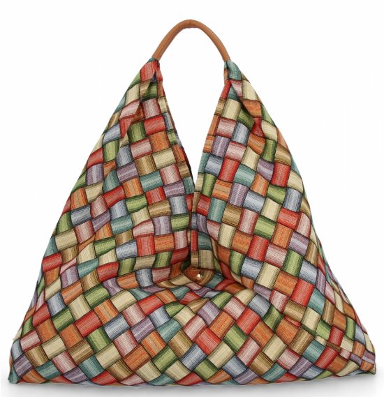Włoska Torebka Shopper bag w Modne Wzory 835 Multikolor