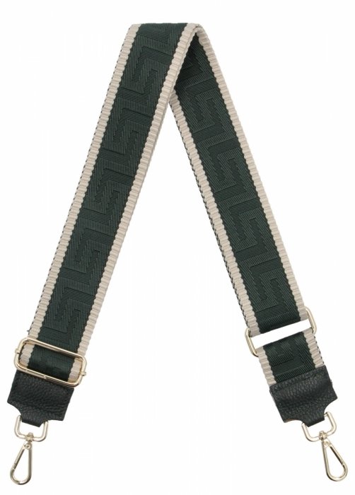 Modny Pasek Do Torebki Geometric PA005 Ciemna Butelkowa Zieleń/Beż