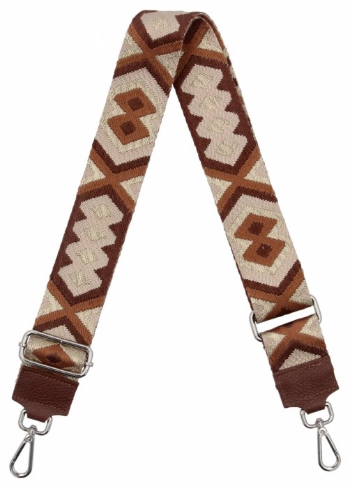 Modny Pasek Do Torebki H14 Czekoladowy/Beżowy