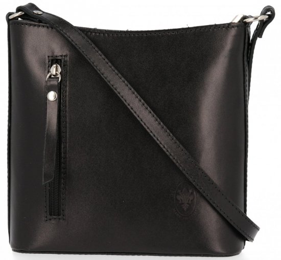 GEANȚĂ DIN PIELE tip poștaș Genuine Leather negru 6002