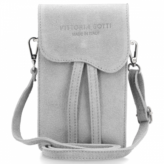 GEANȚĂ DIN PIELE universală Vittoria Gotti gri deschis V6256C