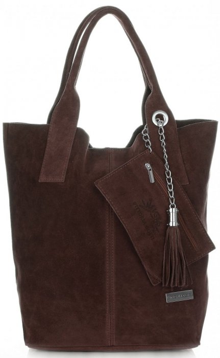 GEANȚĂ DIN PIELE shopper bag Vittoria Gotti ciocolatiu V5190