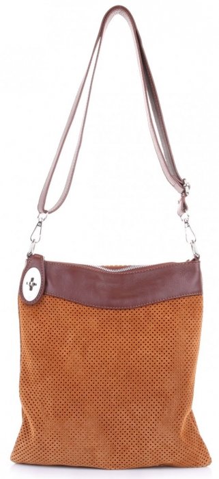 GEANȚĂ DIN PIELE tip poștaș Genuine Leather roșcat 14
