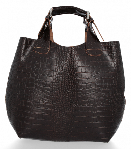 GEANȚĂ DIN PIELE shopper bag Vittoria Gotti ciocolatiu VG804