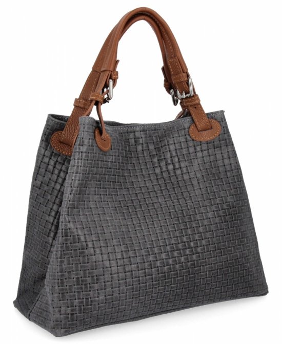 GENȚĂ DIN PIELE shopper bag Vittoria Gotti gri 2269-Jsz
