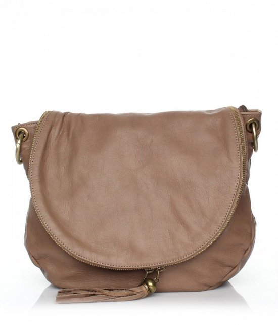 GEANȚĂ DIN PIELE tip poștaș Genuine Leather bej A3