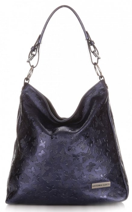 GEANȚĂ DIN PIELE shopper bag Vittoria Gotti bleumarin V23