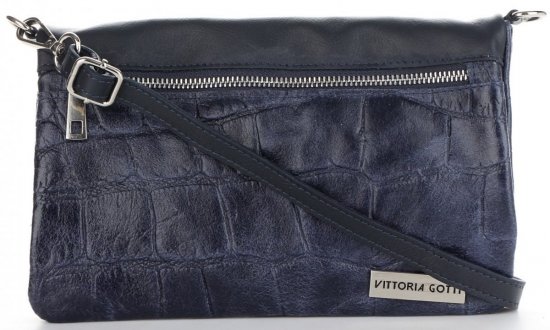 GEANȚĂ DIN PIELE tip poștaș Vittoria Gotti bleumarin V190232