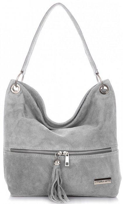 GEANȚĂ DIN PIELE shopper bag Vittoria Gotti gri deschis V3821