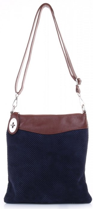 GEANȚĂ DIN PIELE tip poștaș Genuine Leather bleumarin 14