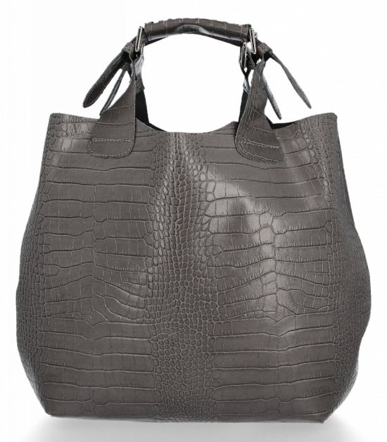 GEANȚĂ DIN PIELE shopper bag Vittoria Gotti gri VG804
