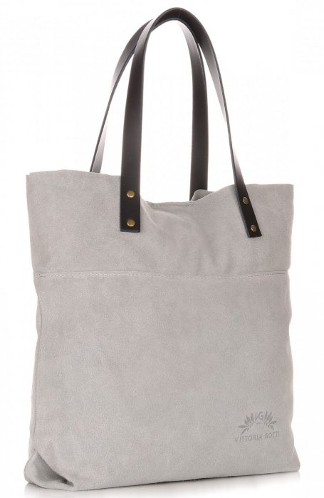 GEANȚĂ DIN PIELE shopper bag Vittoria Gotti gri deschis V8267