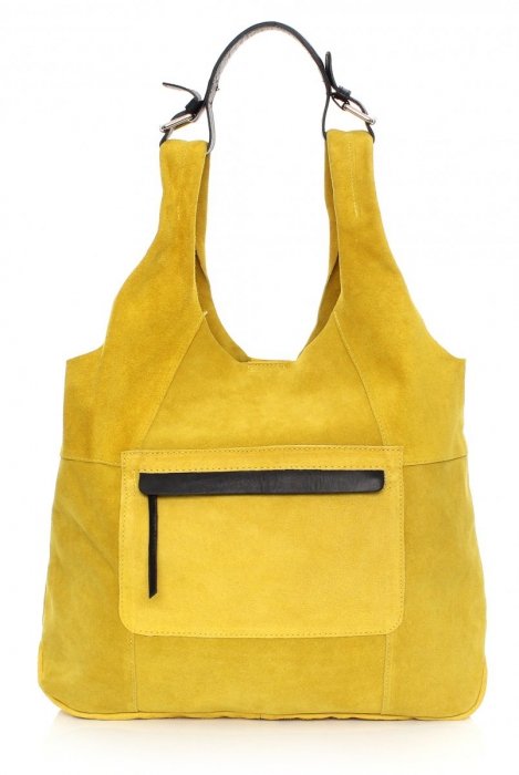 GEANȚĂ DIN PIELE shopper bag Genuine Leather galben 8023