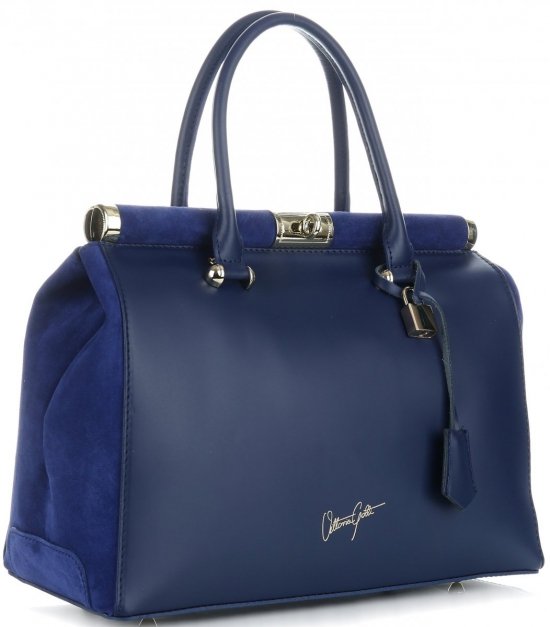GEANȚĂ DIN PIELE cufăr Vittoria Gotti albastru cobalt V817