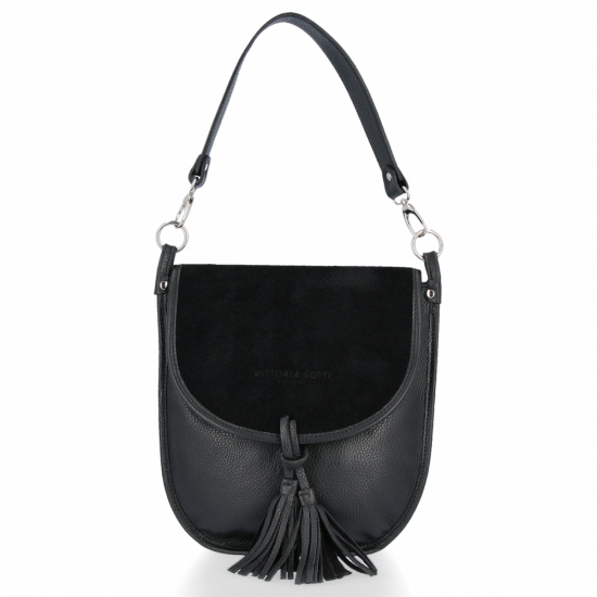 GEANȚĂ DIN PIELE tip poștaș Vittoria Gotti negru V556134