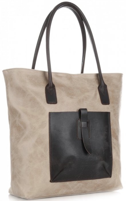 GEANȚĂ DIN PIELE shopper bag Genuine Leather bej 358
