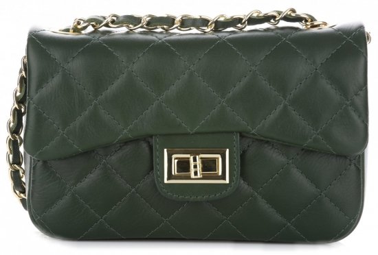 GEANȚĂ DIN PIELE tip poștaș Genuine Leather verde de sticlă KST6