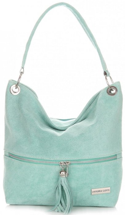 GEANȚĂ DIN PIELE shopper bag Vittoria Gotti mentă V3821