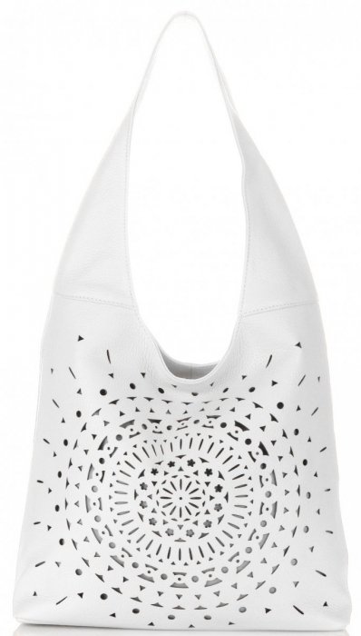 GEANȚĂ DIN PIELE shopper bag Vittoria Gotti alb V31