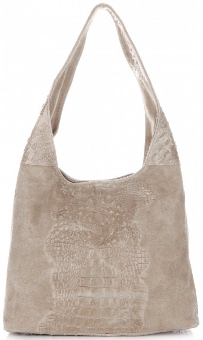 Kožené kabelka shopper bag Vera Pelle svetlo béžová A1