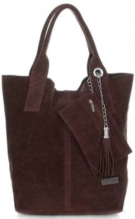 Kožené kabelka shopper bag Vittoria Gotti čokoládová V5190