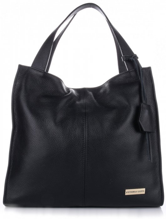 Kožené kabelka shopper bag Vittoria Gotti čierna V2