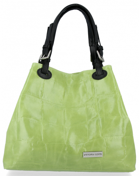 Kožené kabelka shopper bag Vittoria Gotti svetlozelená V692754jziel2