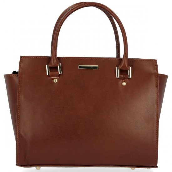 Kožené kabelka kufrík Genuine Leather hnedá 2222
