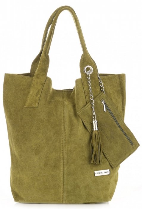 Kožené kabelka shopper bag Vittoria Gotti zelená V5190