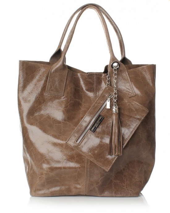 Kožené kabelka shopper bag Genuine Leather zemitá 788